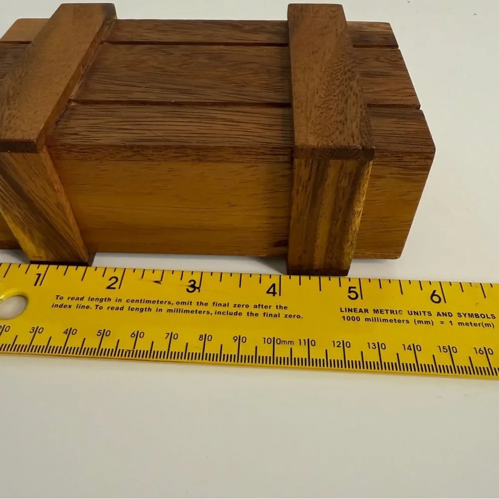 Handmade Hidden Drawer Wooden Trinket Box 5.5x3”